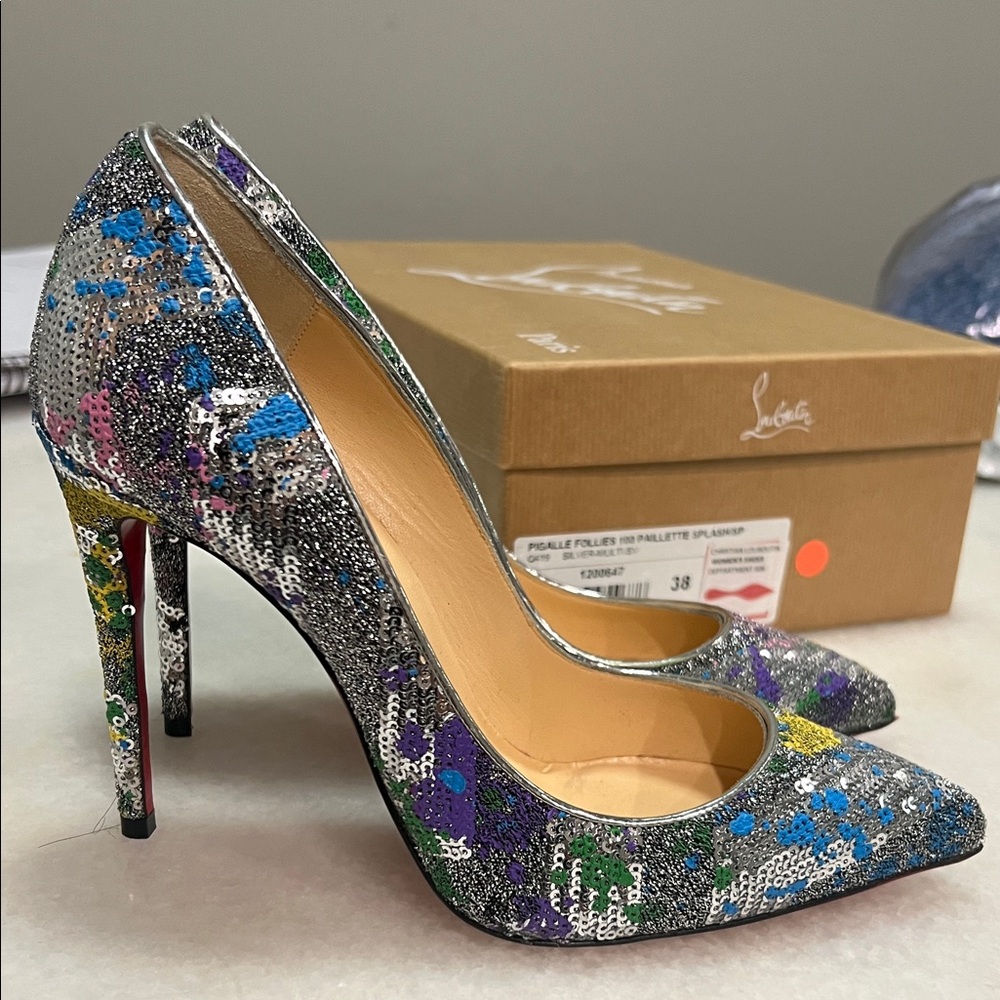 Christian Louboutin pigalle 100 splash used once indoors